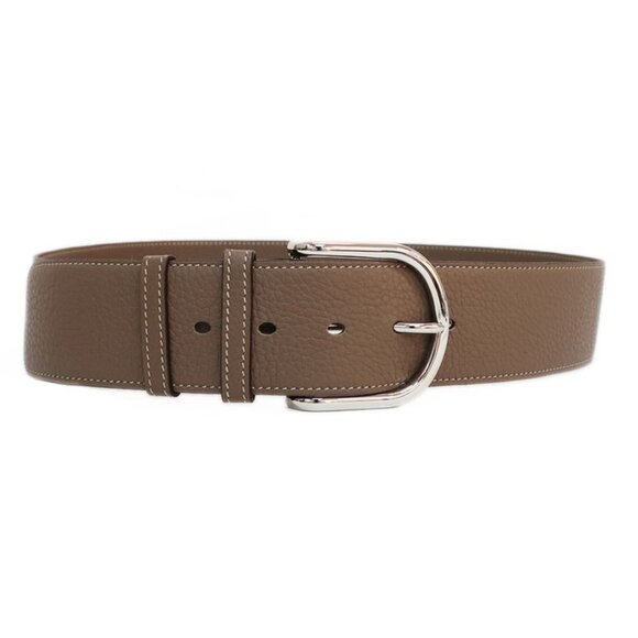 Hermes Belt Wide Beige Grey Silver Hardware Buckle Size 85 main image 8